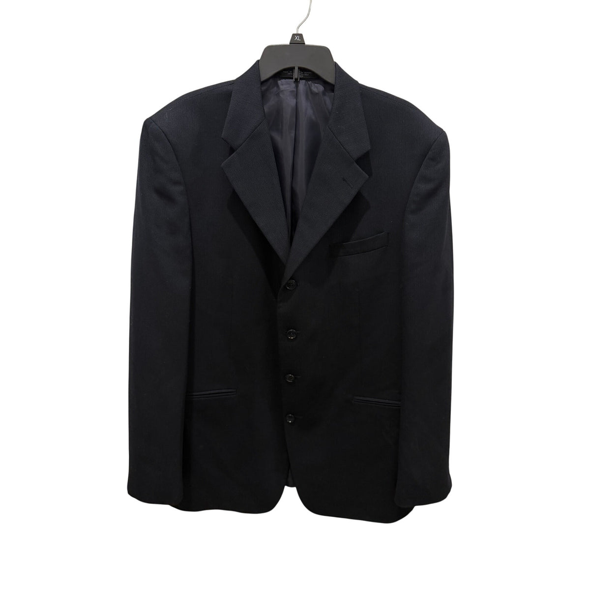 Jones New York Mens Wool Silk Blazer Jacket 4 Button Navy Sharkskin 44XL 46L