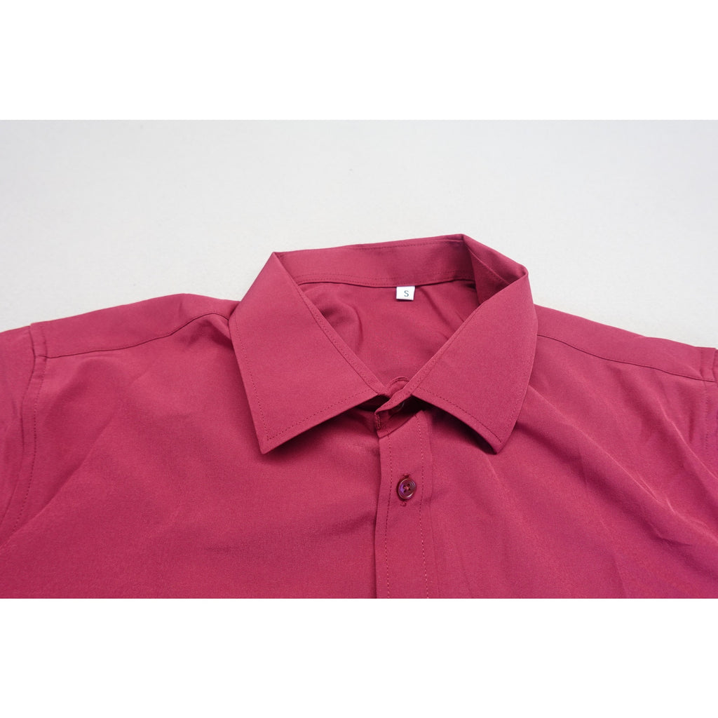 Men's Burgundy Wine Color Red Long Sleeve Dress Shirt Button down Size Small