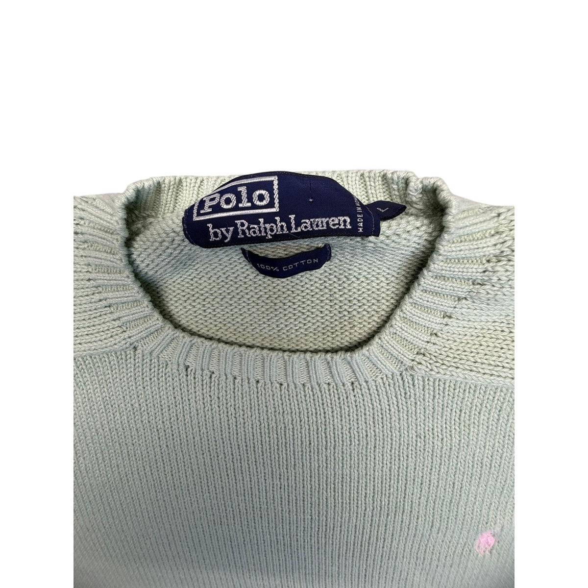 Polo Ralph Lauren Vintage Men's Knit Crewneck Pastel Sage Green Sweater L
