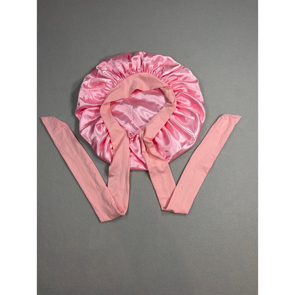 Satin Hair Bonnet with Tie Straps - Adjustable for Curly & Textured Hair