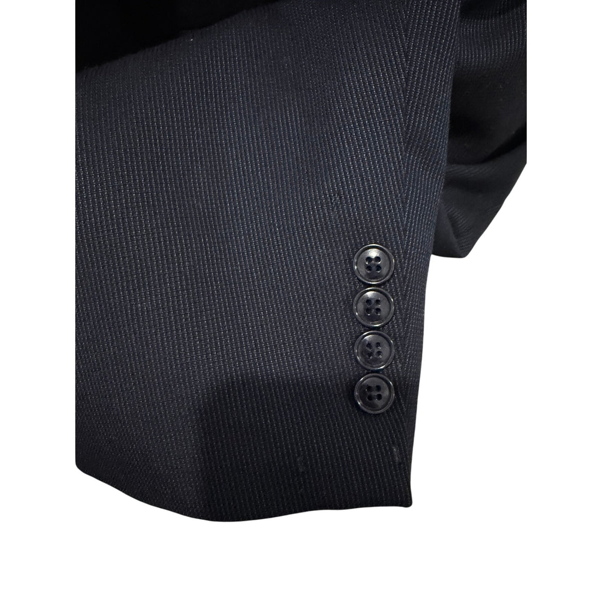 Jones New York Mens Wool Silk Blazer Jacket 4 Button Navy Sharkskin 44XL 46L