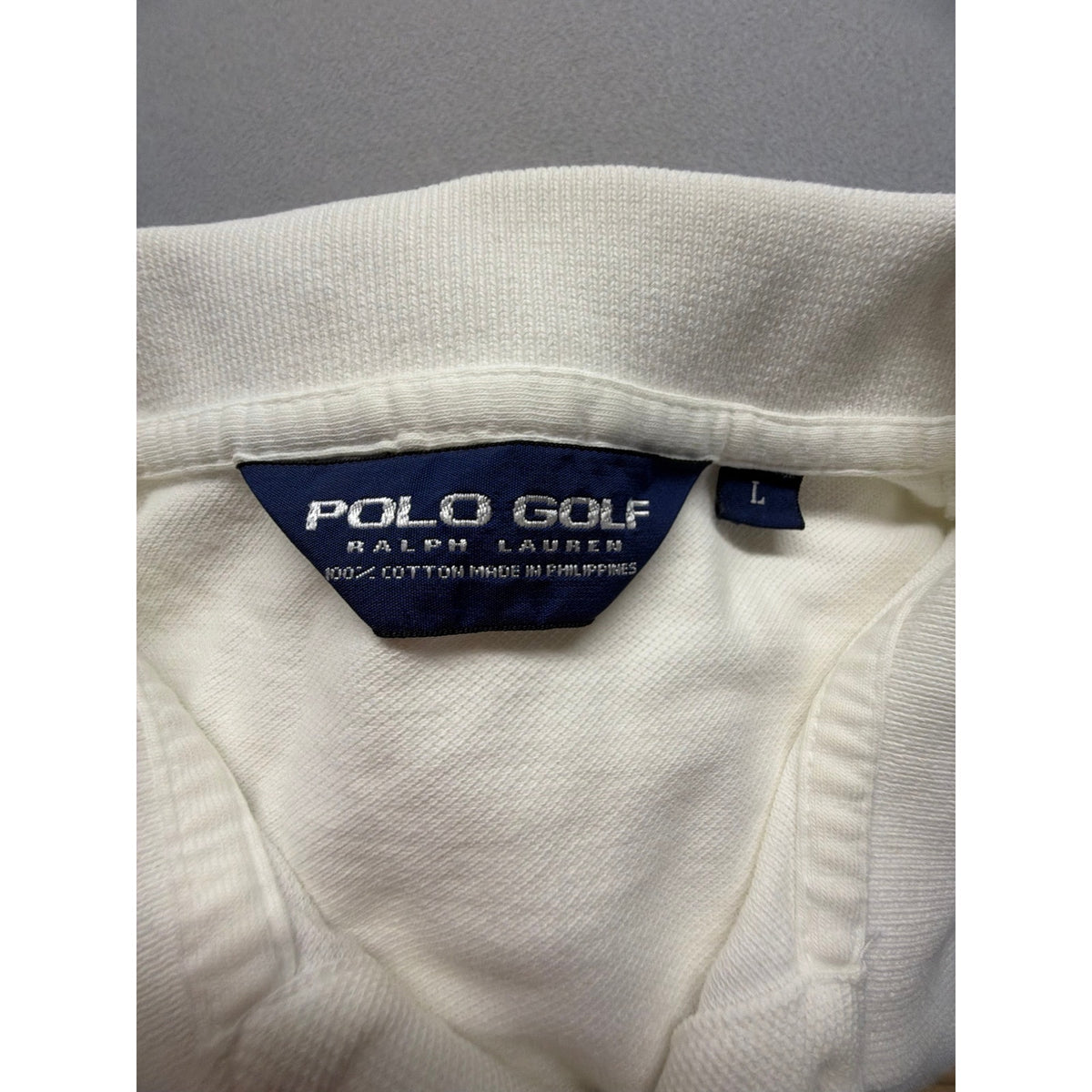 Polo Golf Ralph Lauren White 100% Cotton L White Polo Shirt Navy Logo