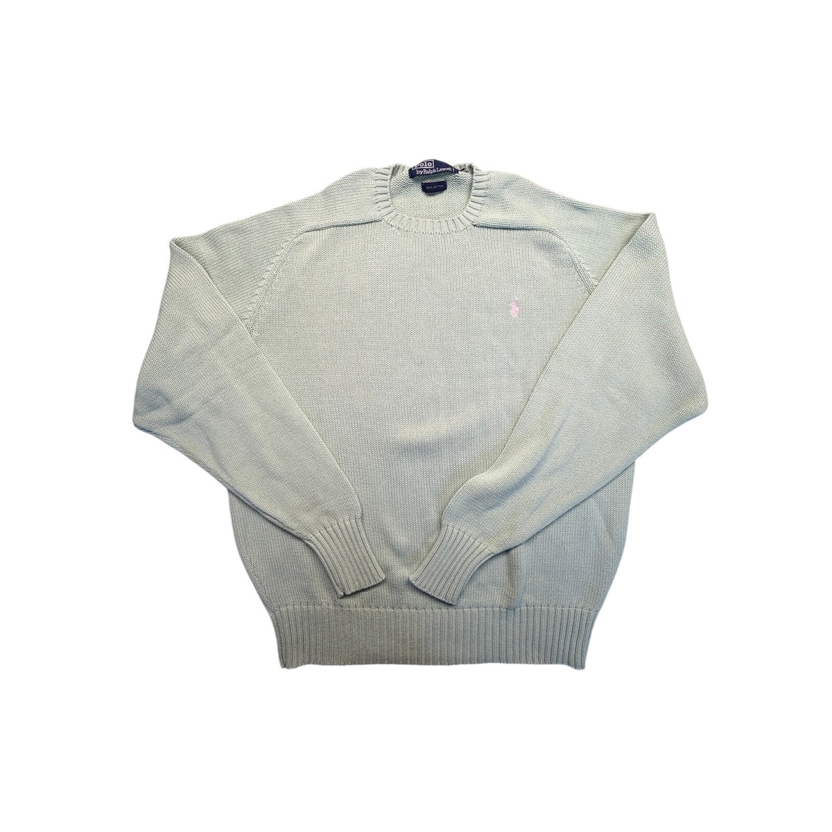 Polo Ralph Lauren Vintage Men's Knit Crewneck Pastel Sage Green Sweater L