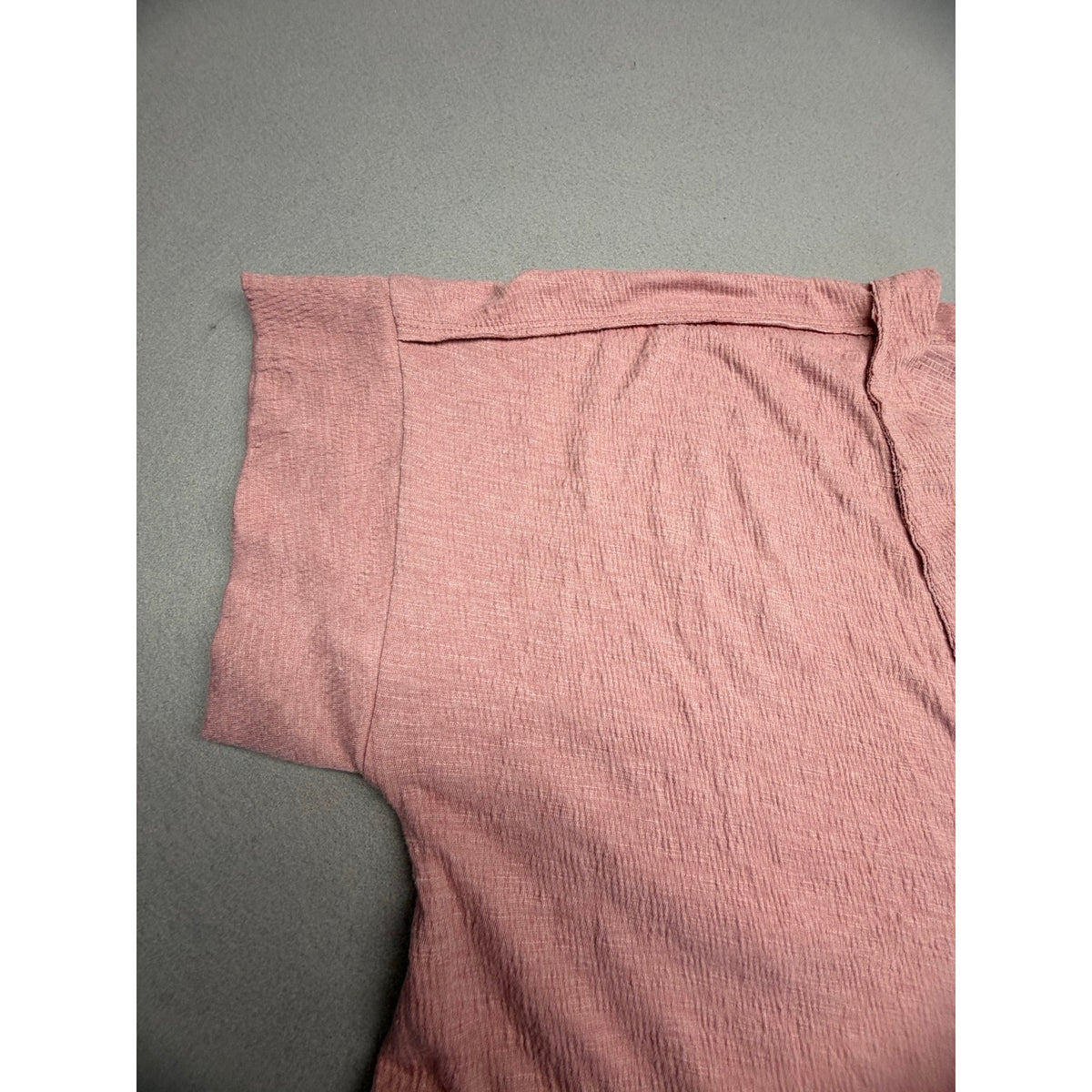 Dusty Rose Textured Knit V-Neck Henley Romper with Pockets - Extra Large XL