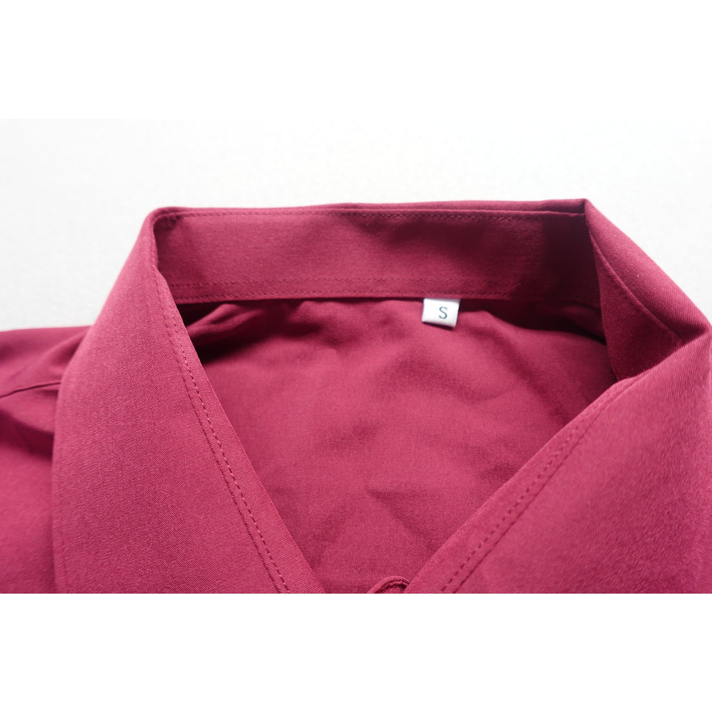 Men's Burgundy Wine Color Red Long Sleeve Dress Shirt Button down Size Small