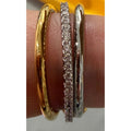 Holinse Tri-band Connected Ring Set Mixed Metal Gold Silver CZ Eternity Band Size 9