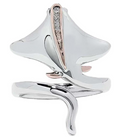 Manta Ray Zircon Silver Adjustable Wrap Ring Size 5.5
